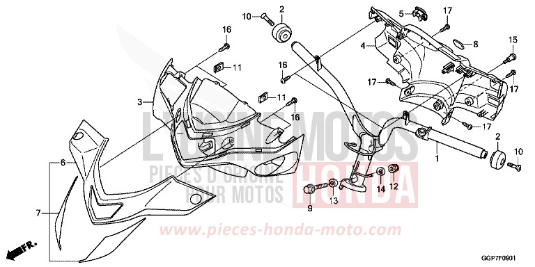 HANDLE PIPE/HANDLE COVER (NSC502WH/T2) for NSC50WH BOSS GRAY METALLIC (NHA21) from 2013