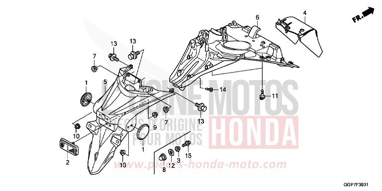 REAR FENDER (NSC502WH/T2) for NSC50WH BOSS GRAY METALLIC (NHA21) from 2013