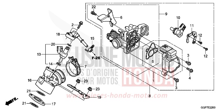 THROTTLE BODY for NSC50WH BOSS GRAY METALLIC (NHA21) from 2012