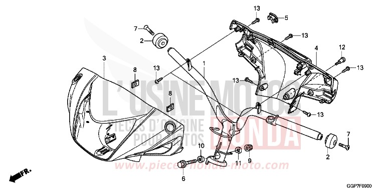 HANDLE PIPE/HANDLE COVER (NSC50/MPD/WH) for NSC50WH BOSS GRAY METALLIC (NHA21) from 2012