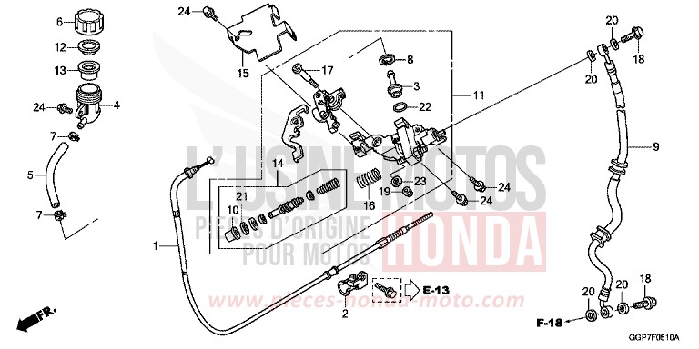 BRAKE MASTER CYLINDER (CBS) for NSC50WH PEARL PROCYON BLACK (NHA06) from 2012