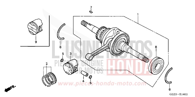 CRANKSHAFT for Zoomer BLACK (NH1) from 2005