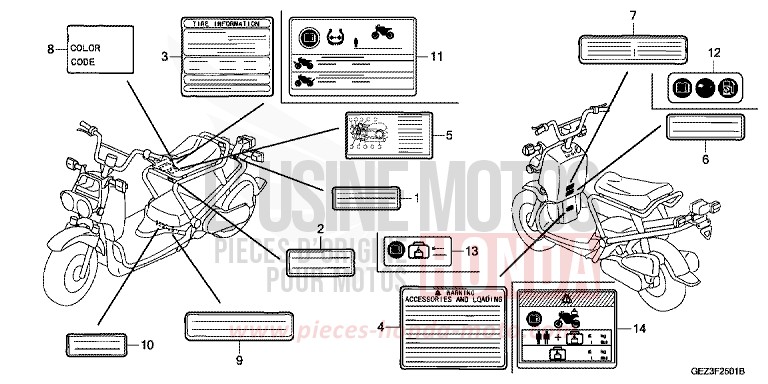 CAUTION LABEL (NPS505/6) for Zoomer BLACK (NH1) from 2005