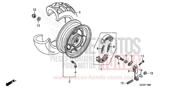 REAR WHEEL for Zoomer CAMOUFLAGE GREEN (GY124) from 2005