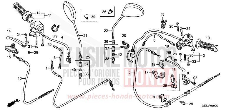 HANDLE LEVER/SWITCH/CABLE for Zoomer FIGHTING RED (R134) from 2005