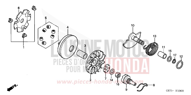 DRIVE FACE/KICK STARTER SPINDLE for Zoomer BLACK (NH1) from 2006