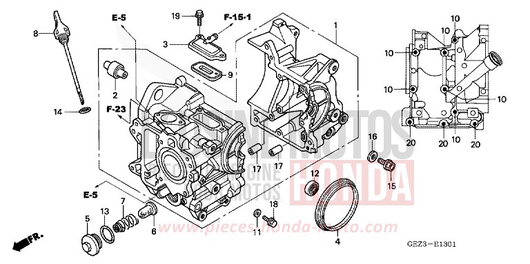 CRANKCASE (NPS505/6/8/9) for Zoomer FIGHTING RED (R134) from 2006