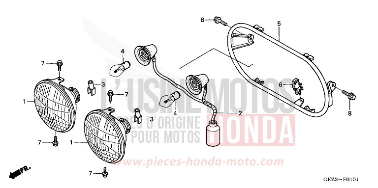 HEADLIGHT (NPS505/6) for Zoomer FIGHTING RED (R134) from 2006