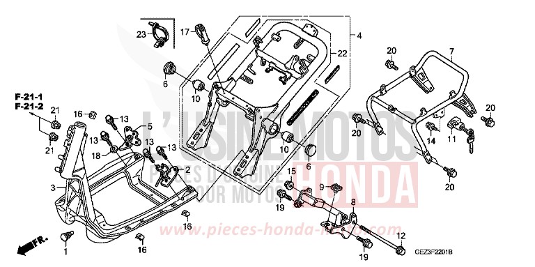 FRAME BODY (NPS505/6/8/9) for Zoomer FIGHTING RED (R134) from 2006