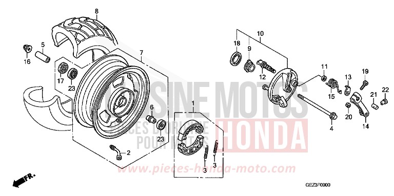 FRONT WHEEL for Zoomer SHASTA WHITE (NH138) from 2006