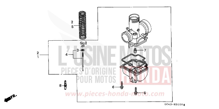 CARBURETOR OPTIONAL PARTS KIT for CR80R FIGHTING RED (R134) from 1985