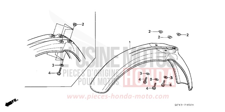 FRONT FENDER for CR80R FIGHTING RED (R134) from 1985