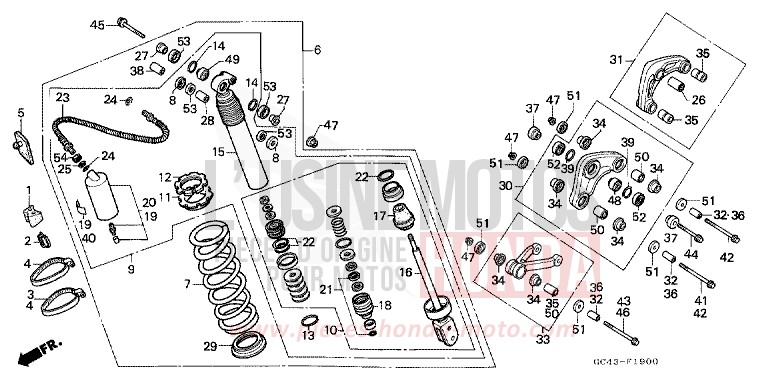 REAR CUSHION (RF/R2F/RG/R2G/RH) for CR80R FIGHTING RED (R134) from 1985