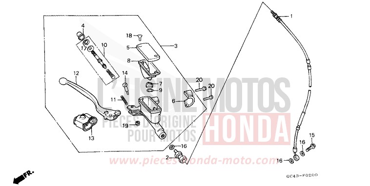 FR. BRAKE MASTER CYLINDER (RG/RH/RJ/RK) for CR80R FIGHTING RED (R134) from 1986