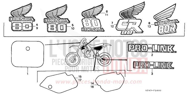 MARK for CR80R FIGHTING RED (R134) from 1986