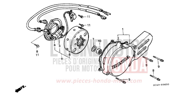 LEFT CRANKCASE COVER/ GENERATOR for CR80R FLASH RED (R119) from 1988