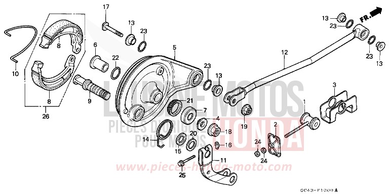 REAR BRAKE PANEL (RF/RG/RH/RJ/RK) for CR80R FLASH RED (R119) from 1989