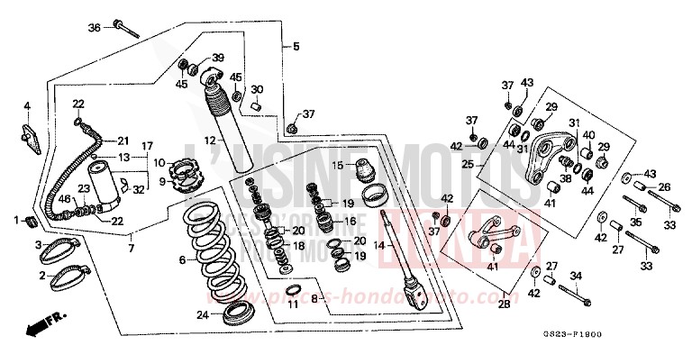 REAR CUSHION (CR80RL/RM) for CR80R NEUCLEAR RED (R177) from 1991
