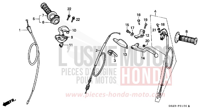LEVA MANUBRIO/INTERRUTTORE/CAVO per CR80R FLASH RED (R119) del 1992
