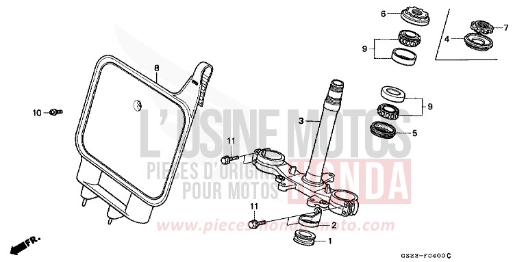STEERING STEM for CR80R FLASH RED (R119) from 1992