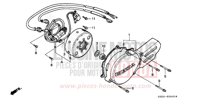 LEFT CRANKCASE COVER/ GENERATOR for CR80R NEUCLEAR RED (R177R) from 1992