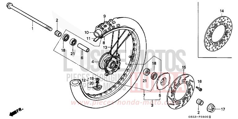 FRONT WHEEL for CR80R NEUCLEAR RED (R177R) from 1992