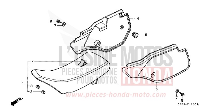 SEAT/SIDE COVER for CR80R FLASH RED (R119) from 1993