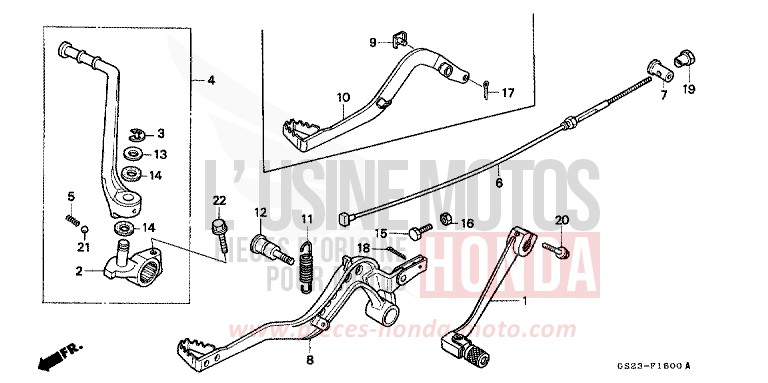 PEDAL/KICK STARTER ARM for CR80R FLASH RED (R119) from 1993