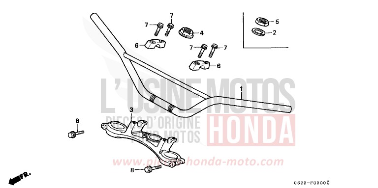 HANDLE PIPE/TOP BRIDGE for CR80R NEUCLEAR RED (R177R) from 1993