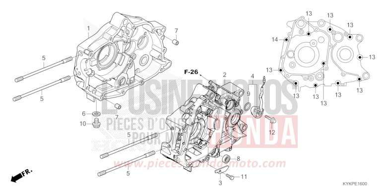 CRANKCASE for CRF110F EXTREME RED (R292) from 2025