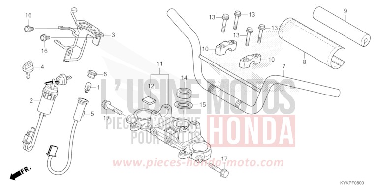 HANDLE PIPE/TOP BRIDGE for CRF110F EXTREME RED (R292) from 2025