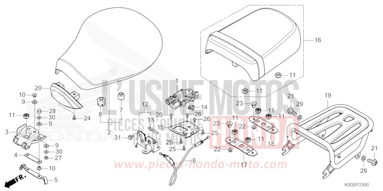 SEAT for C125A MAT AXIS GRAY METALLIC (NH303) from 2022