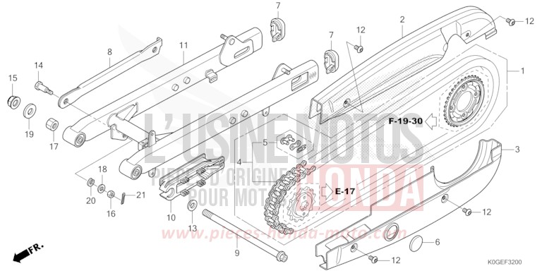 SWINGARM/CHAIN CASE for C125A MAT AXIS GRAY METALLIC (NH303) from 2022