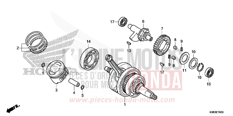 CRANKSHAFT/PISTON for CB125R BLACK (NH1) from 2018