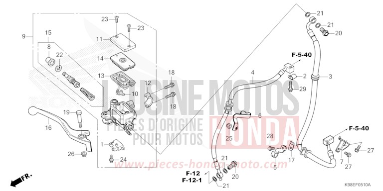 FRONT BRAKE MASTER CYLINDER for CB125R MAT JEANS BLUE METALLIC (PB417) from 2021