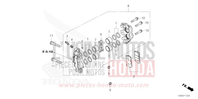 FRONT BRAKE CALIPER (CBF125NAM/N/P) for CBF125N MAT JEANS BLUE METALLIC (PB417) from 2023