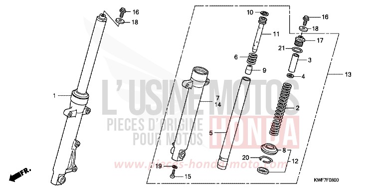 FRONT FORK for CBF125M SPORTS RED (R321) from 2010