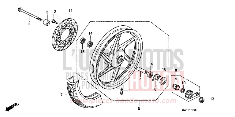 FRONT WHEEL for CBF125M BLACK (NH1) from 2011