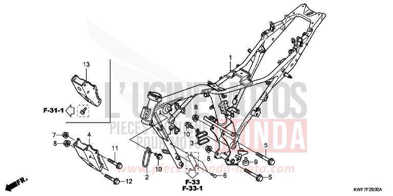 FRAME BODY for CBF125M BLACK (NH1) from 2011