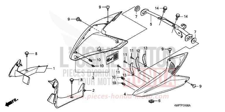 FRONT SIDE COWL for CBF125M BLACK (NH1) from 2011