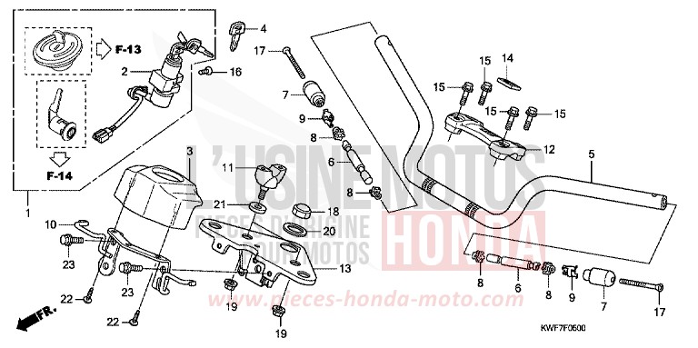 HANDLE PIPE/TOP BRIDGE for CBF125M SPORTS RED (R321) from 2011