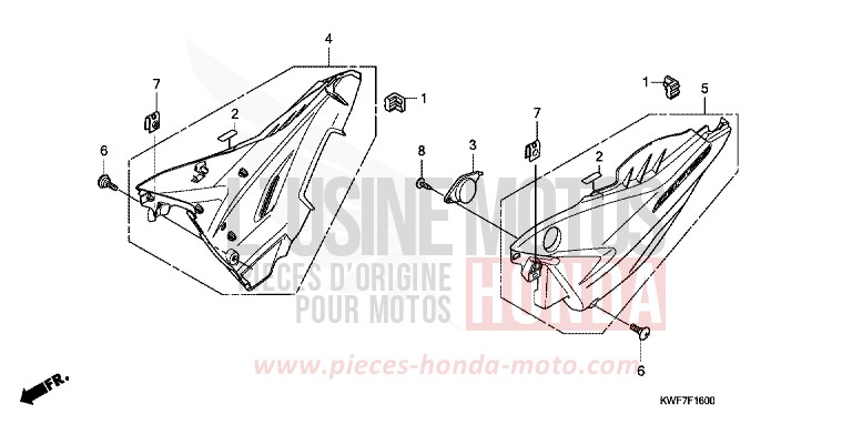 SIDE COVER for CBF125M SPORTS RED (R321) from 2011