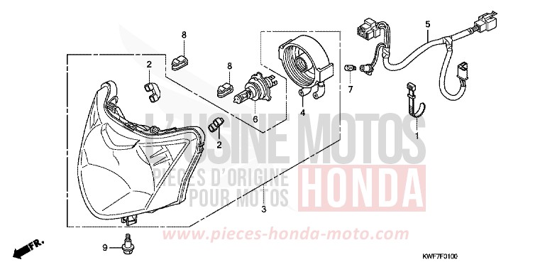 HEADLIGHT for CBF125M BLACK (NH1) from 2013