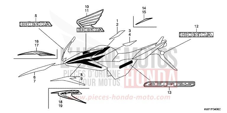 MARCA/STRISCIA per CBF125M PEARL SIENA RED (R320) del 2013