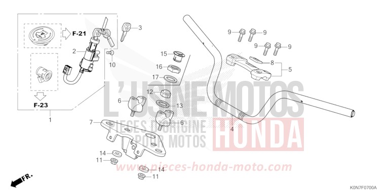 HANDLE PIPE/TOP BRIDGE for CBF125M BLACK (NH1) from 2021