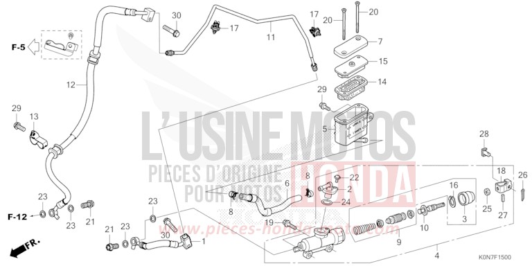 REAR BRAKE MASTER CYLINDER for CBF125M BLACK (NH1) from 2021