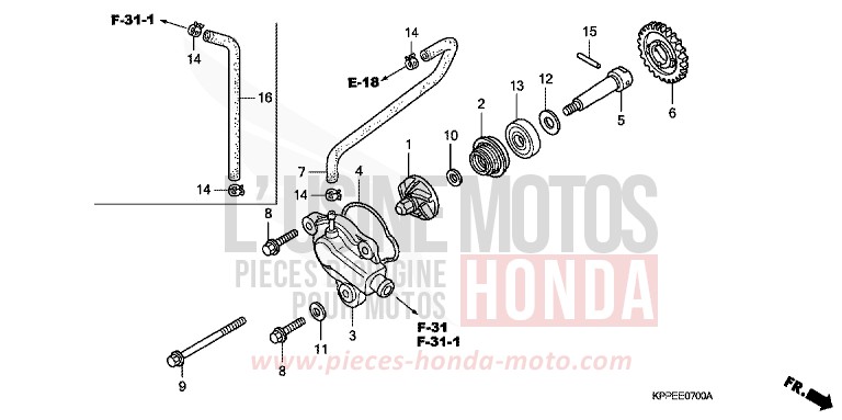 WATER PUMP for CBR125R BLACK (NH1E) from 2004