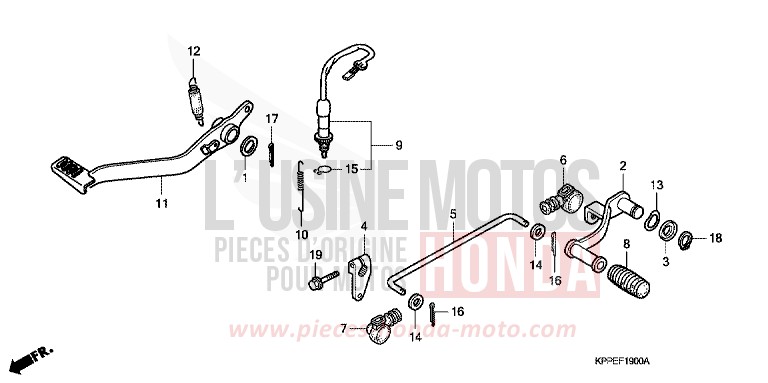 PEDAL for CBR125R MILLENNIUM RED (R263B) from 2004