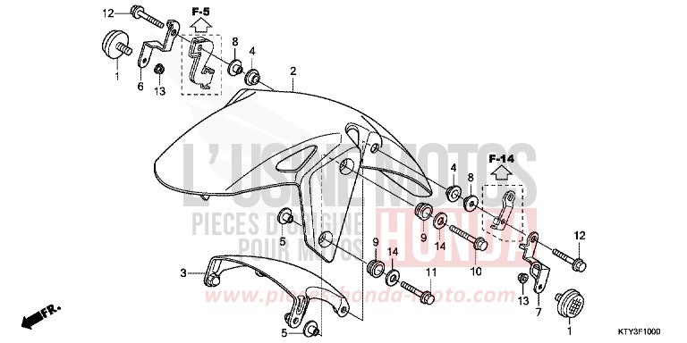 FRONT FENDER for CBR125R NITRIC ORANGE (YR271) from 2012