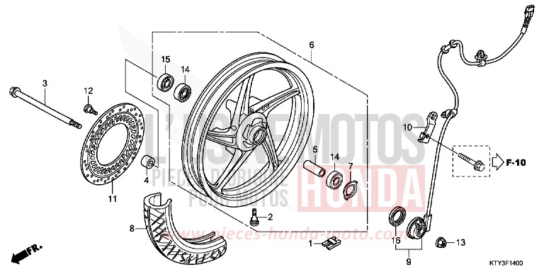 FRONT WHEEL for CBR125R ASTEROID BLACK METALLIC (NHA35) from 2012